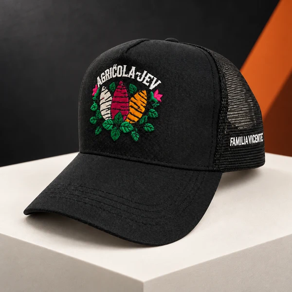 Boné com bordado agrícola colorido